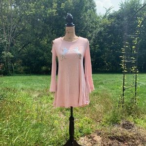 light pink dress with two unicorns